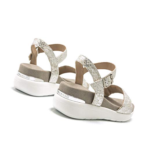 Sandalias Mujer MARIAMARE | Sandalias 68091 | MARIAMARE Mujer | Sandalias Tira de Tobillo | Cierre con Hebilla | 49103 | Plata | 39