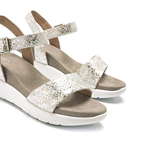 Sandalias Mujer MARIAMARE | Sandalias 68091 | MARIAMARE Mujer | Sandalias Tira de Tobillo | Cierre con Hebilla | 49103 | Plata | 39
