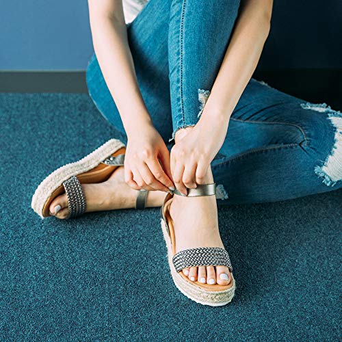 Sandalias Mujer Plataforma Alpargatas Cuña Verano Zapatos de Tacón Punta Abierta Comodas Vestir Correa Tobillo Hebilla Gris-1 39 EU
