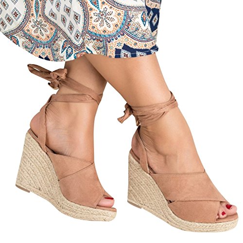 Sandalias Mujer Verano,Mujeres Pescado Boca Plataforma Tacones Altos Sandalias cuña Hebilla Sandalias de la inclinación Sandals Marrón EU 38