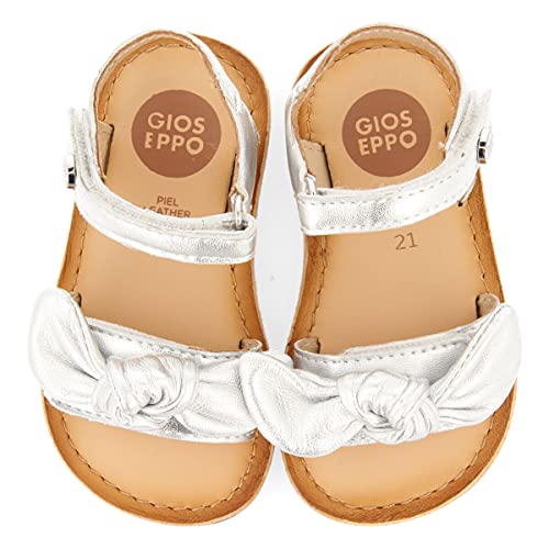 SANDALIAS PLATEADAS DE PALA CON LAZO PARA NIÑA ELNE
