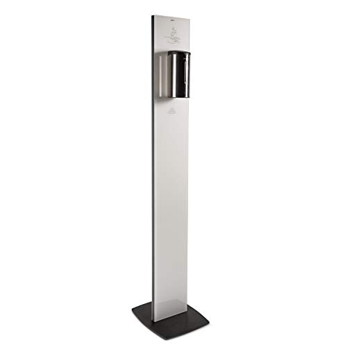 SANITA Dispensador de vidrio de pie con sensor para gel higienizante blanco - columna de higiene funciona sin contacto y con una capacidad de 700ml | Sensor de desinfección de manos - VIDRIO BLANCO