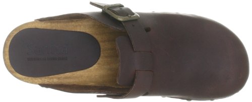 Sanita Kristel | Zuecos Abiertos | Producto Artesanal Original para Mujer | Zuecos de Piel con Suela de Madera | Marrón Oscuro | 36 EU