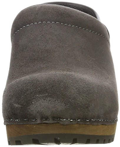 Sanita Nanna | Zuecos Cerrados | Producto Artesanal Original para Mujer | Zuecos de Piel con Suela de Madera | Gris Oscuro | 37 EU