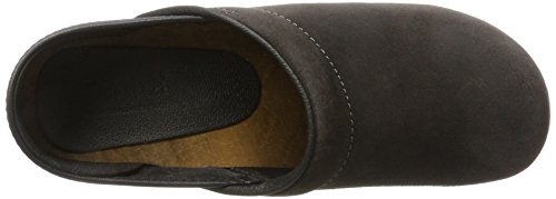 Sanita Nanna | Zuecos Cerrados | Producto Artesanal Original para Mujer | Zuecos de Piel con Suela de Madera | Gris Oscuro | 37 EU