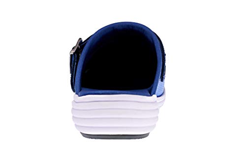 Sanita Wave Carbon | Zuecos Abiertos | Originales Hechos a Mano para Mujeres | Plantilla anatómica de Espuma Suave | Correa de talón Ajustable | Suela Antideslizante certificada | Azul | 42 EU