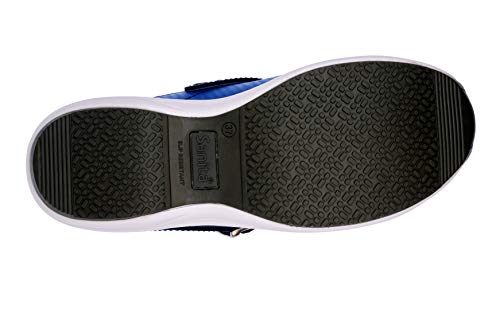 Sanita Wave Carbon | Zuecos Abiertos | Originales Hechos a Mano para Mujeres | Plantilla anatómica de Espuma Suave | Correa de talón Ajustable | Suela Antideslizante certificada | Azul | 42 EU