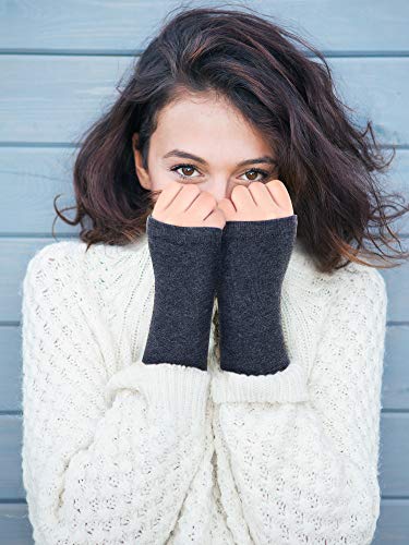 SATINIOR 4 Pares de Guantes sin Dedos hasta Muñeca con Agujero de Pulgar Guantes Calientes Cashmere de Unisex (Conjunto de Colores 1)