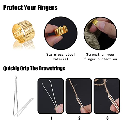 SAVITA Enhebrador de Agujas, Needle Threader 12 Enhebradores de Plástico 30 Agujas de Acero Inoxidable 2 Dedal 1 Abridor de Costura para Coser 1 Enhebrador de Cordón (Varios Colores)