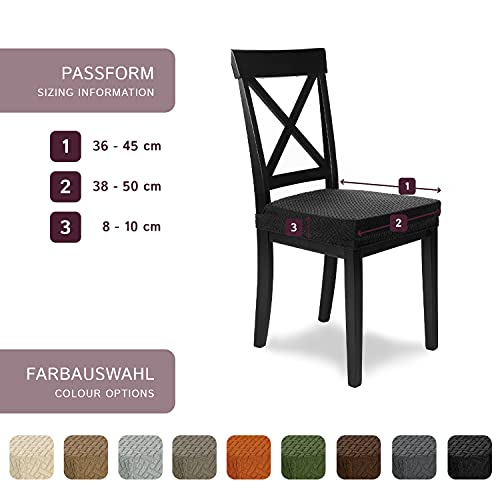 SCHEFFLER-Home 2 Fundas Sillas de Comedor Elásticas Luna – Elegantes Fundas Sillas Ajustables – Franela Fundas para Sillas con Banda Elástica, Negro