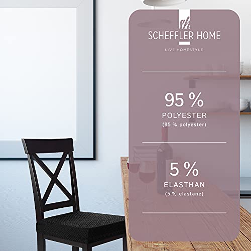 SCHEFFLER-Home 2 Fundas Sillas de Comedor Elásticas Luna – Elegantes Fundas Sillas Ajustables – Franela Fundas para Sillas con Banda Elástica, Negro