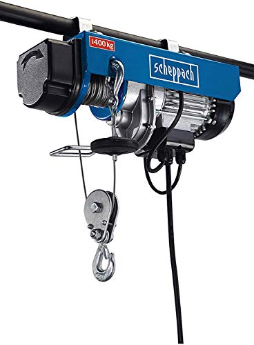 SCHEPPACH HRS400 Polipasto Eléctrico de Fácil Instalación 200 a 400Kg de Carga Máxima y 6 a 12m de Elevación máxima, 780W, Azul