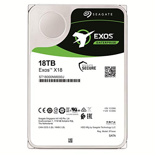 Seagate Exos X18, 18 TB, Disco Duro Interno Enterprise Classe, SATA HDD, CMR 3,5", Hyperscale SATA 6 GB/s, 7.200 RPM, 512e, 4 KB FastFormat (ST18000NM000J)