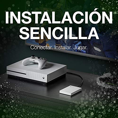 Seagate Game Drive para Xbox, 4 TB, Disco duro externo, HDD portátil, USB 3.0, Blanco, diseñado para Xbox One, 2 meses de suscripción a Xbox Game Pass, y 2 años de servicios Rescue (STEA4000407)