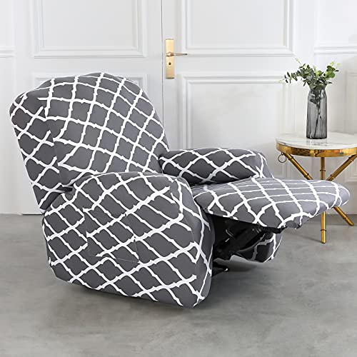 SearchI Funda de Sillón Relax Elásticas,Modernas Fundas de Butacas Relax Ajustables Antideslizante,Fácil de Instalar y Lavar,Cubiertas Protectoras para Sillones Butacas Relax Reclinable Gris