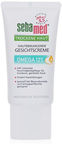 Sebamed Crema facial Omega 12% para piel seca, 50 ml, alivia notablemente las rojeces y las arrugas causadas por la sequedad, la rugosidad y la caspa en piel muy seca.