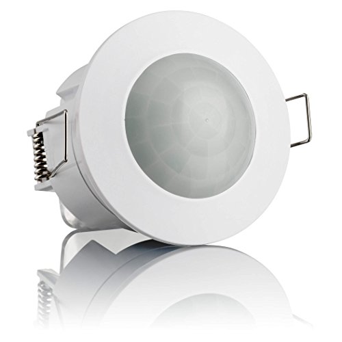 SEBSON® 4X Detector de Movimiento Empotrable, Interior, Montaje en Techo, programable, Sensor de Infrarrojos, Alcance 6m / 360°, LED Adecuado
