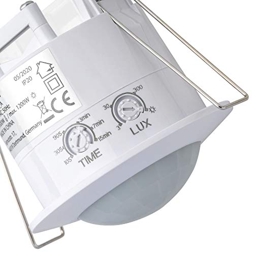SEBSON® 4X Detector de Movimiento Empotrable, Interior, Montaje en Techo, programable, Sensor de Infrarrojos, Alcance 6m / 360°, LED Adecuado