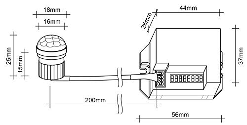 SEBSON® 4X Mini Detector de Movimiento empotrable, Interior, Montaje en Pared, programable, Sensor de Infrarrojos, Alcance 6m/360°, LED Adecuado