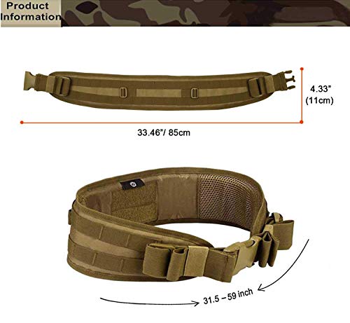 Selighting Cinturón de Utilidad Molle Táctica Militar de Nylón Cintura de Protección para Caza, Airsoft,Paintball,Batalla Combate,Camping,Uso al Aire Libre (Brown - Coyote)