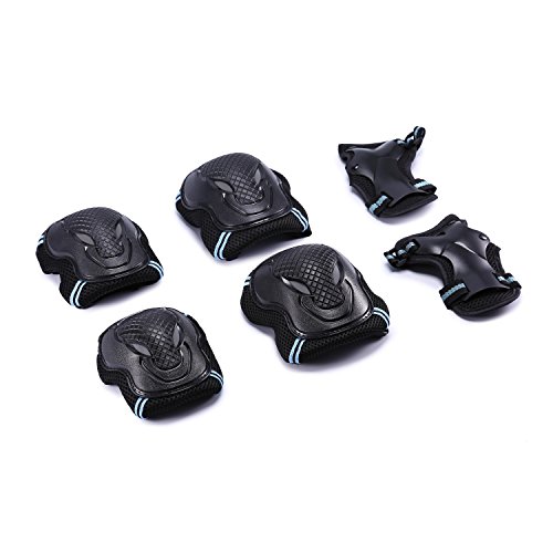 Selighting Protectores juego de engranajes Adultos Adolescentes Niños rodilla Cojines de codo muñequeras Skateboarding Equitación Ciclismo Vespa Rollerblading 6 pcs Street