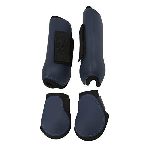 Semiter Protector de Pierna de Caballo, Botas de Tendón de Caballo de Gancho Y Bucle para Competencia de Salto(Un Conjunto de Azul Marino, L)