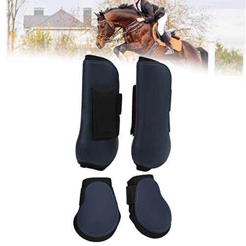 Semiter Protector de Pierna de Caballo, Botas de Tendón de Caballo de Gancho Y Bucle para Competencia de Salto(Un Conjunto de Azul Marino, L)