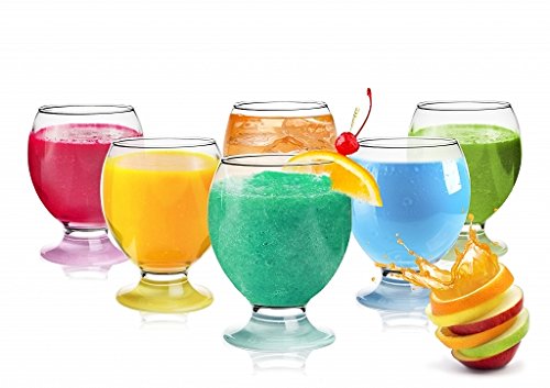 Sendez 6 vasos con patas de colores, 250 ml, vasos de agua, vasos de whisky