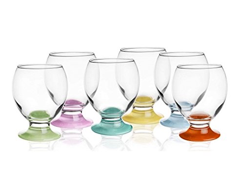 Sendez 6 vasos con patas de colores, 250 ml, vasos de agua, vasos de whisky