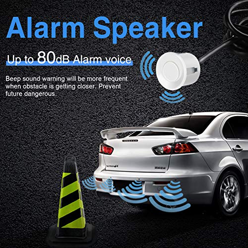 Sensores de Aparcamiento, Aolead Sensor Aparcamiento Coche Radar Reserva con 4 Sensores y Bibi Alerta de Sonido - Blanca