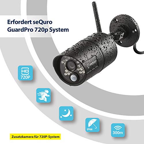 SEQURO Cámara adicional HD 720p - Cámara adicional HD impermeable para sistema seQuro GuardPro - Requiere pantalla seQuro