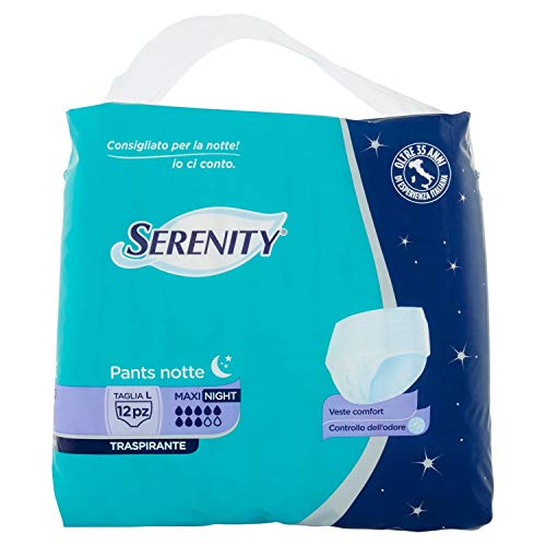 Serenity Pants Noche Talla L – 12 unidades transpirables (Maxi Night) con control del olor
