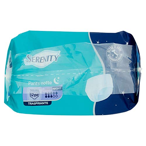 Serenity Pants Noche Talla L – 12 unidades transpirables (Maxi Night) con control del olor