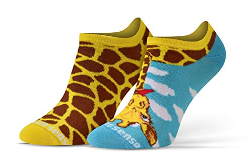 Sesto Senso Calcetines Cortos Divertidos Hombre Mujer 1-3 Pares Algodón Funny Socks perro vaca jirafa 35-38 3 Animales