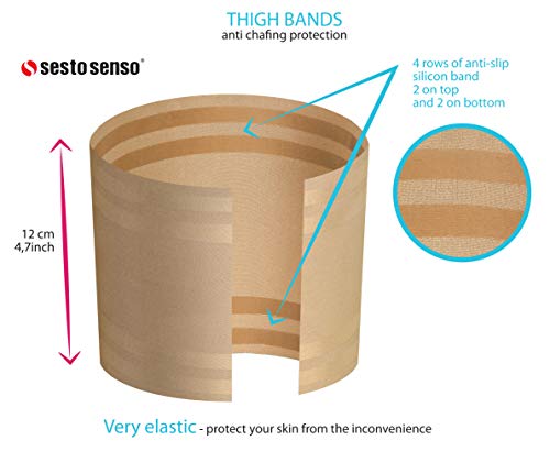 Sesto Senso Sexy Muslo Bandas Elásticas Bandelettes Antirozaduras con Cuatro Tiras de Silicona Lisas Beige 55-60