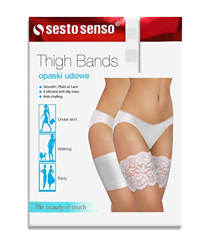 Sesto Senso Sexy Muslo Bandas Elásticas Bandelettes Antirozaduras con Cuatro Tiras de Silicona Lisas Beige 55-60