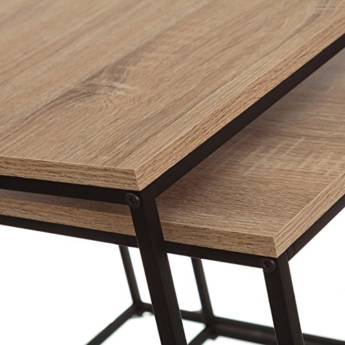 Set de 2 mesitas auxiliares de Madera Modernas Negras - LOLAhome