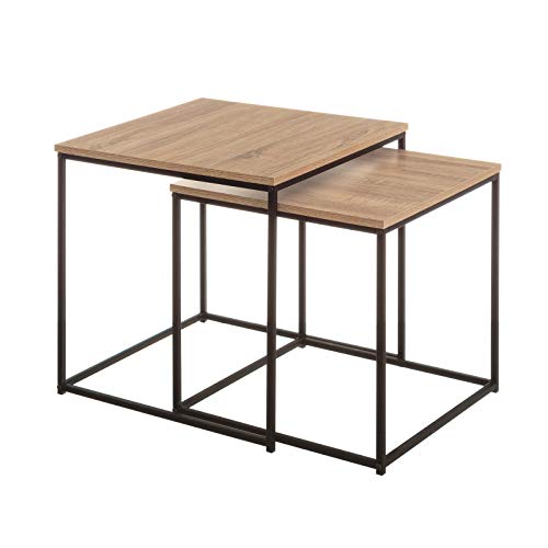 Set de 2 mesitas auxiliares de Madera Modernas Negras - LOLAhome