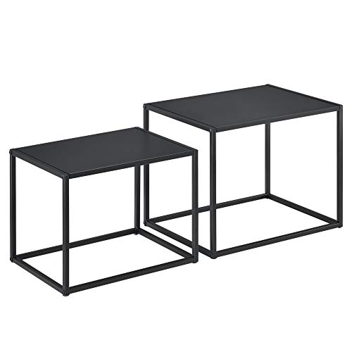 Set de 2 x Mesa Auxiliar Mesa Baja 35x45x35cm y 30x40x30cm Mesa de Centro Mesa de té Mesa de Café Resistente a los arañazos Negro