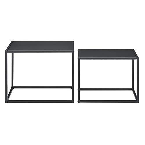 Set de 2 x Mesa Auxiliar Mesa Baja 35x45x35cm y 30x40x30cm Mesa de Centro Mesa de té Mesa de Café Resistente a los arañazos Negro