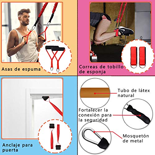 Set de Bandas de Resistencia Yoyika 5pcs Bandas Elásticas para Entrenamiento Ejercicios Físicos Fitness Crossfit, Conjunto de Cuerdas Gomas Elásticas 150lbs para Gimnasio/Home, con Bolsa de Transporte