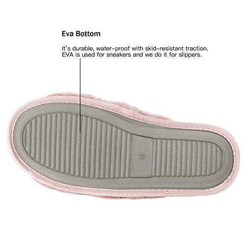 SEVEGO Pantuflas de Casa de Conejito Mullidas de Felpa Suave con Banda Cruzada, Pantuflas Peludas Ligeras y Acogedoras, Zapatillas Antideslizantes Cálidas para Interiores y Exteriores