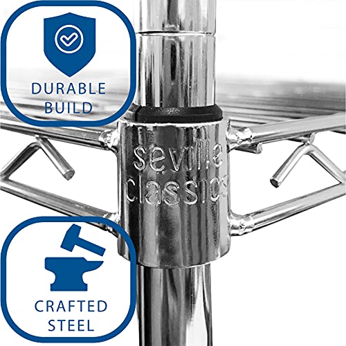 Seville Classics Estantería de Alambre de Acero UltraZinc de 4 Niveles con Ruedas, Ultra Zinc, 30 x 14 x 48 Pulgadas