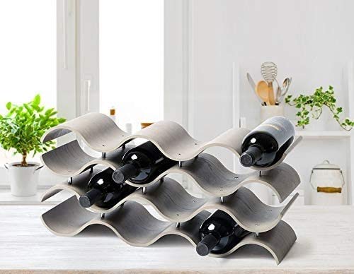 Seville Classics - Estantería para vino y champán (12 botellas, diseño ondulado)