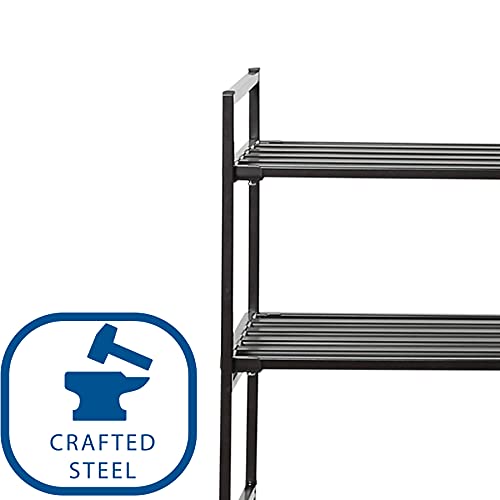 Seville Classics - Zapatero apilable de 2 niveles, 12 pares, madera de resina de metal, armario independiente, entrada, organizador de calzado de dormitorio, (2 unidades)