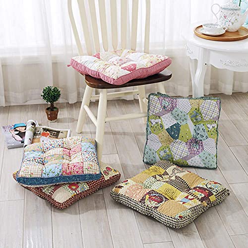 SFFD Cojines Cuadrados de Moda para sillas Cojines Florales para sillas de Interior/Exterior con Corbata, Antideslizantes (17 Flores, Juego de 2