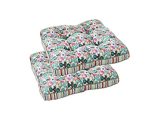 SFFD Cojines Cuadrados de Moda para sillas Cojines Florales para sillas de Interior/Exterior con Corbata, Antideslizantes (17 Flores, Juego de 2
