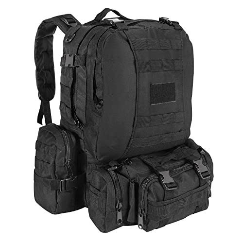 SHANNA Mochila Militar, Mochila Crossfit, Mochila Militar Tactica de 55 L para Senderismo al Aire Libre Camping Trekking Pesca Caza, Negro
