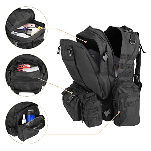 SHANNA Mochila Militar, Mochila Crossfit, Mochila Militar Tactica de 55 L para Senderismo al Aire Libre Camping Trekking Pesca Caza, Negro