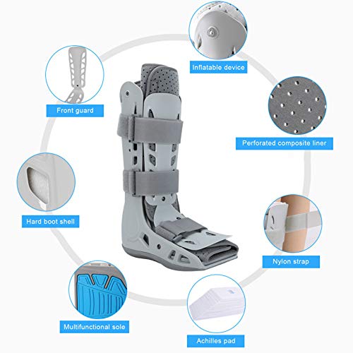 Shanrya Bota Corta con Punta Rota, Bota Estabilizadora Eficaz del Pie, Antideslizante, Liviana, Estable, Cómoda para Esguince de Tobillo, Fractura de Tobillo(Transpirable (Gris), S)